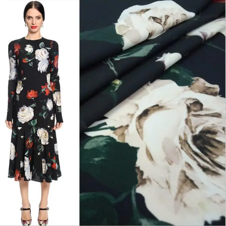 

Fall Fashion Fabrics Europe and the United States show field flower type women printed cloth cheap fabric free shipping