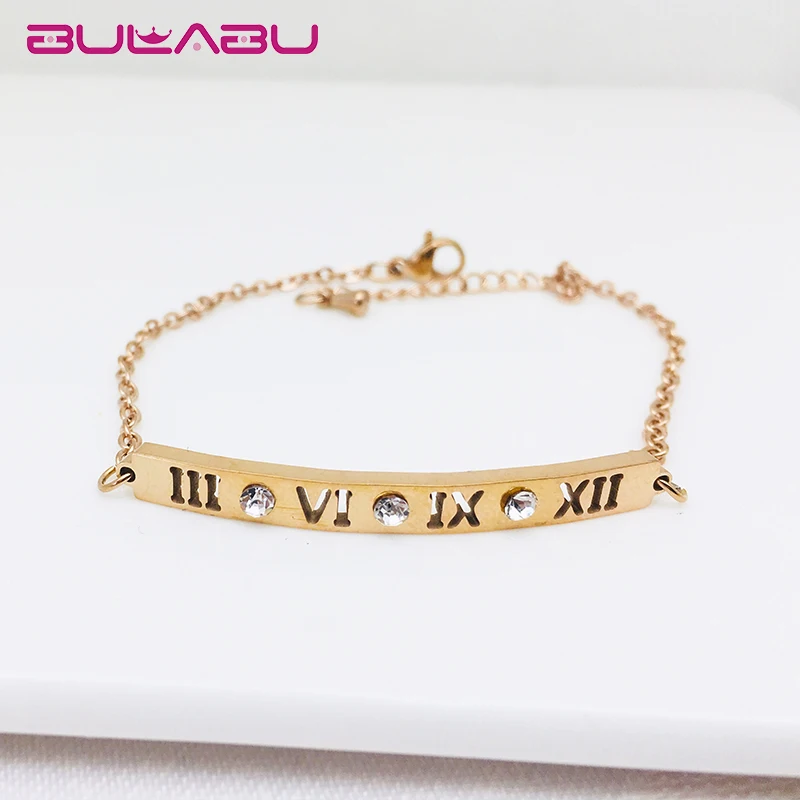 

BULABU New Fashion Charms Wrist Chain Titanium Steel Bracelet Arabic numeral 3\5\7\12 Small Tag Bracelets Femme Jewelry bileklik