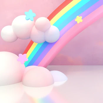 

Vinyl Photography Backdrop Dreanland Clouds Colorful Rainbow Baby Birthday Customize Children Backgrounds For Photo Studio