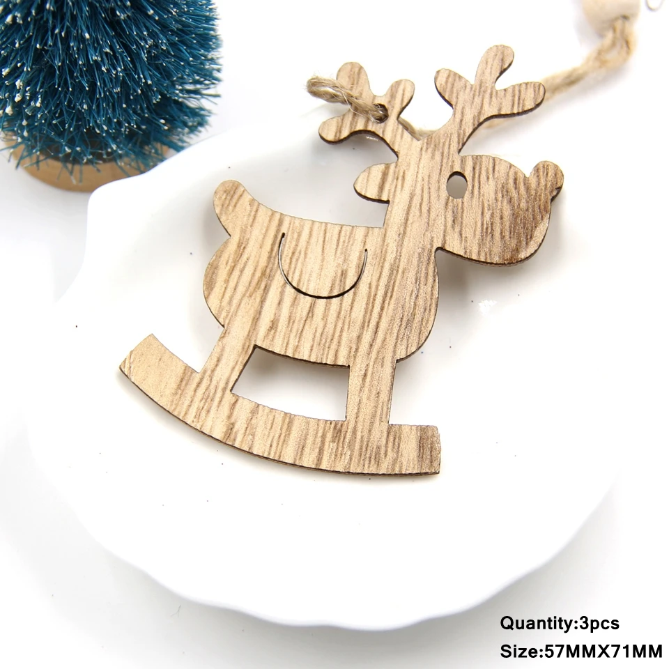 3 шт. винтажные рождественские деревянные подвески, украшения своими руками, деревянные поделки, украшения для рождественской елки, украшения для рождественской вечеринки, детский подарок - Цвет: Deer