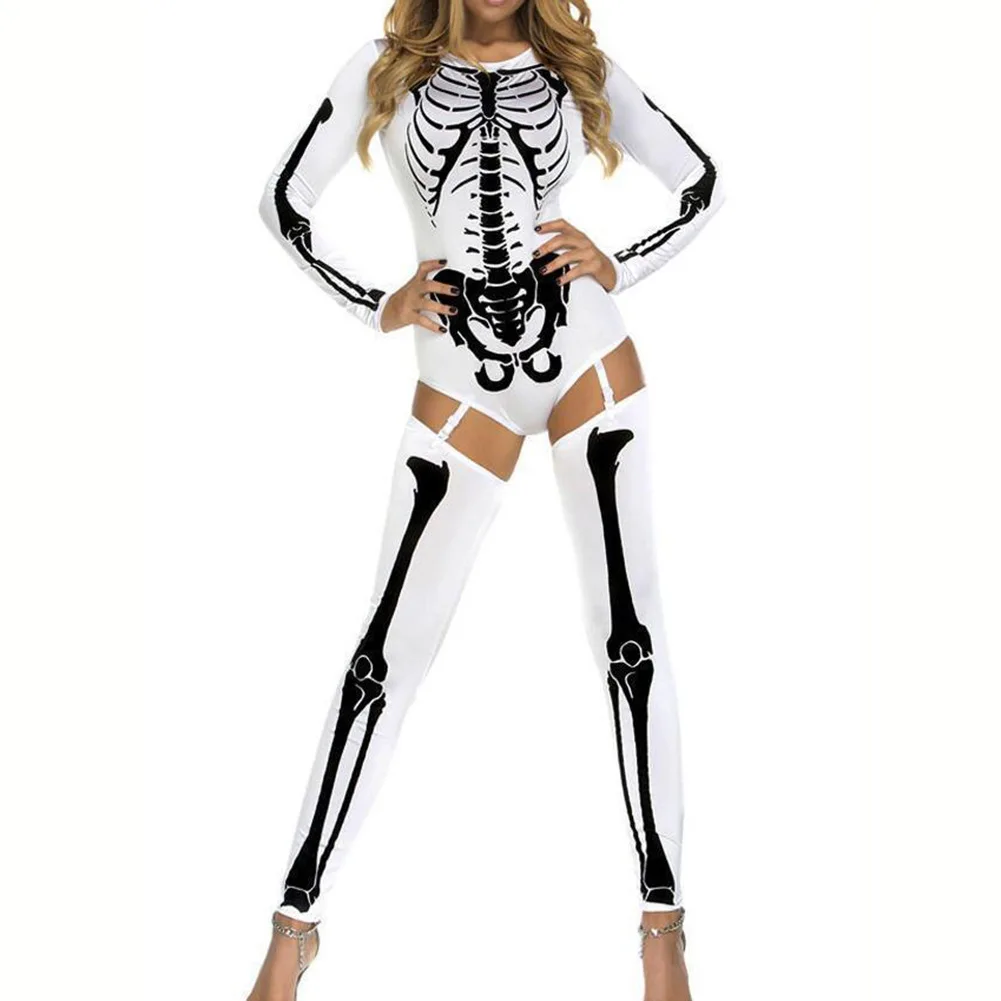 

Halloween Costumes For Women Ghosts Bone Skeletons Sexy Jumpsuit Bodysuit Vocaloid Halloween Cosplay Party Suits Adult 9 Styles