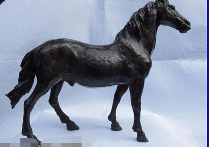

p6998 12 Western exquisite Copper Bronze Carving Steed war Horse sculpture art Statue