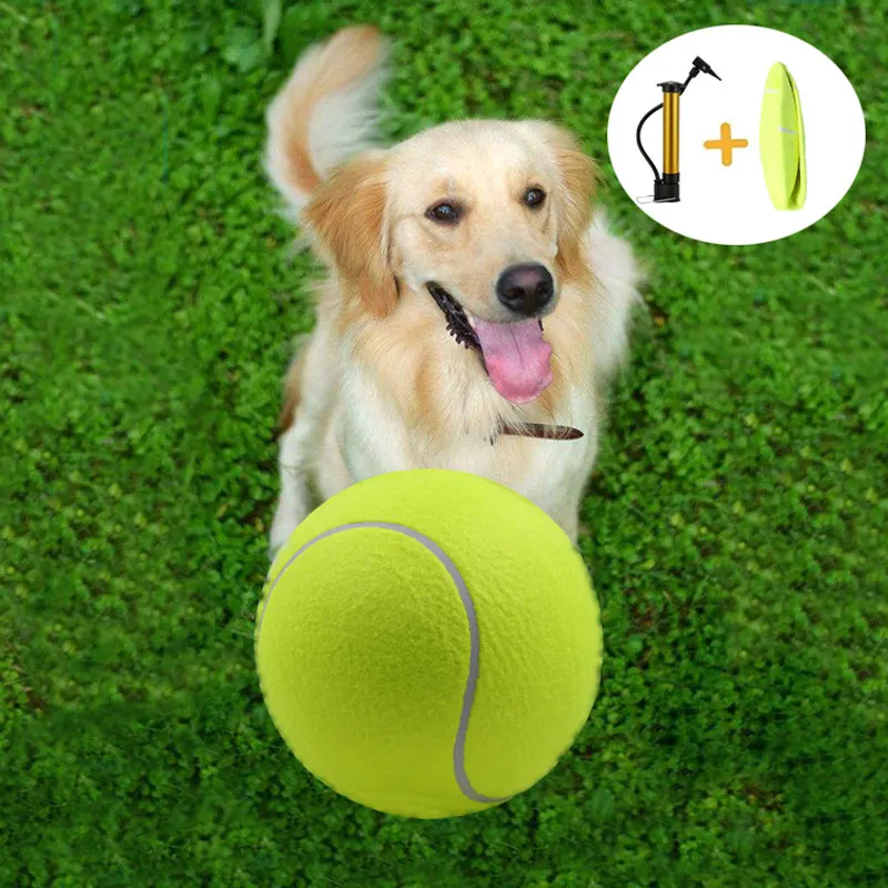 9.5" Inflatable Tennis Ball with Pump Giant Pet Toys for Dog Chewing Toy Signature Mega Jumbo