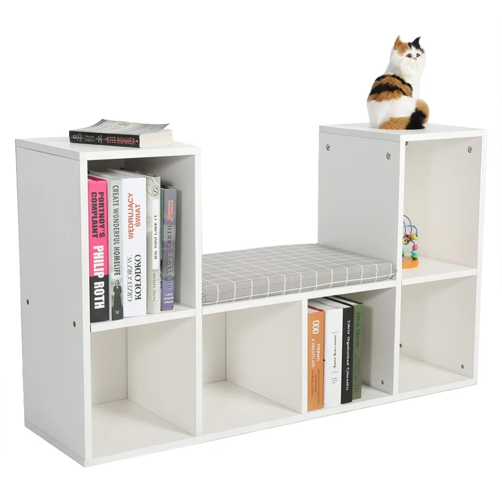 

Multi-functional Wooden Storage Shelf Bookshelf Bookcase with Reading Nook Home Office use in Living Room Bedroom Study Room