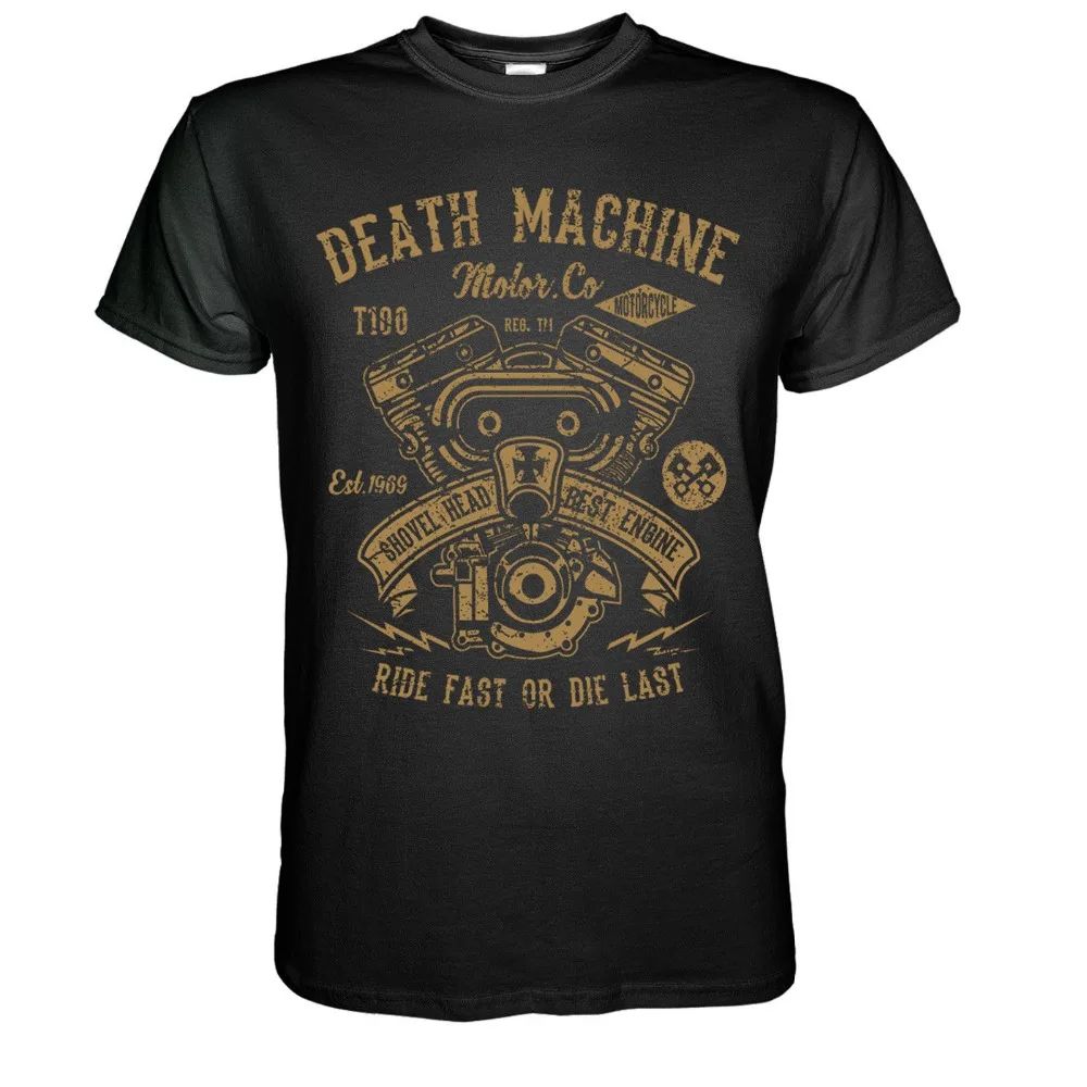 

Shovel Head Death Machine T-Shirt - Biker Custom Chopper Ride Fast Summer 2019 100% Cotton Normal Custom Design Shirts