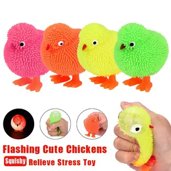 

Squeeze 6CM Cute Novelty Flashing Puffer Cute Chickens Squidgy Sensory Toy Activity and Play Ball wipes anti-stress A1