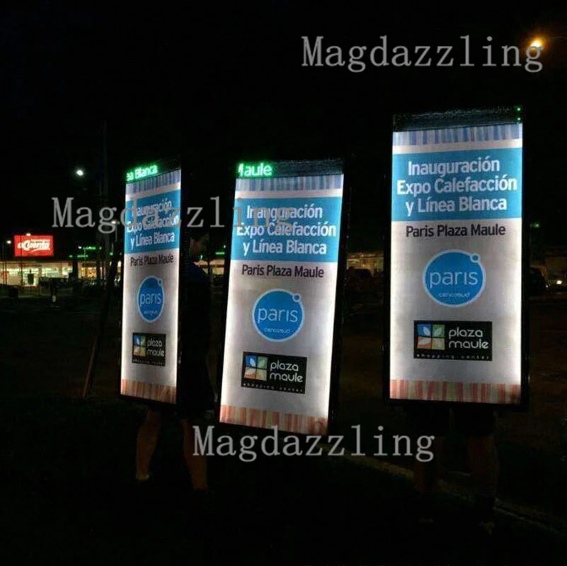 

2PCS Single Sided LED Walking Billboard With digital display Screen,Led Backpack Light Box with Scrolling Led Message 60x120cm