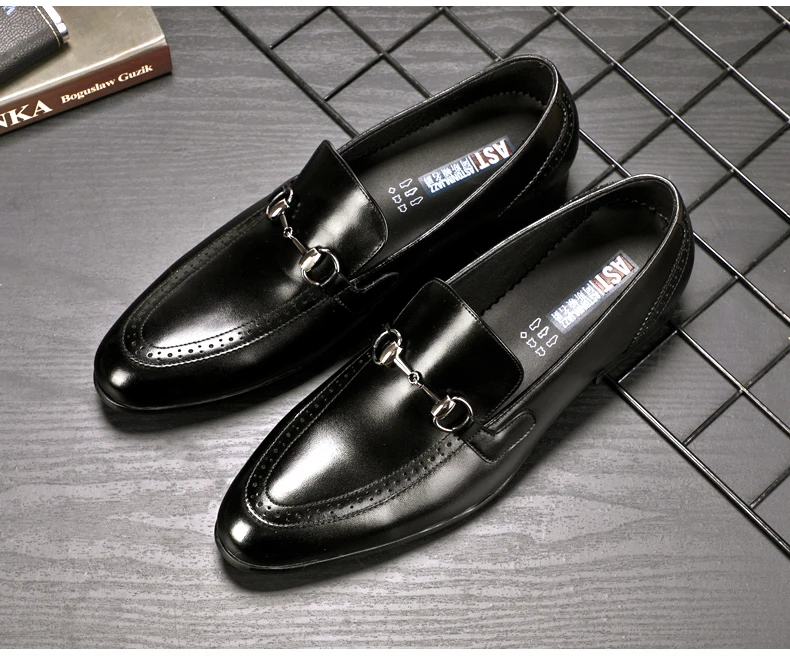 Men's Leather Casual Shoes' Business Black Oxfords Genuine Leather Shoes Men Big Size Wedding Casual Shoes Men Brown Loafers New (1)