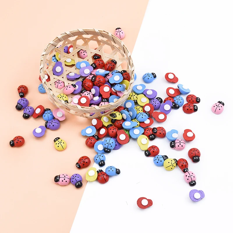 

50PCS Artificial plants Colorful Bee Wooden Ladybug Sponge Stickers Fridge/Wall Sticker Kids Scrapbooking Baby Toys Home Decor