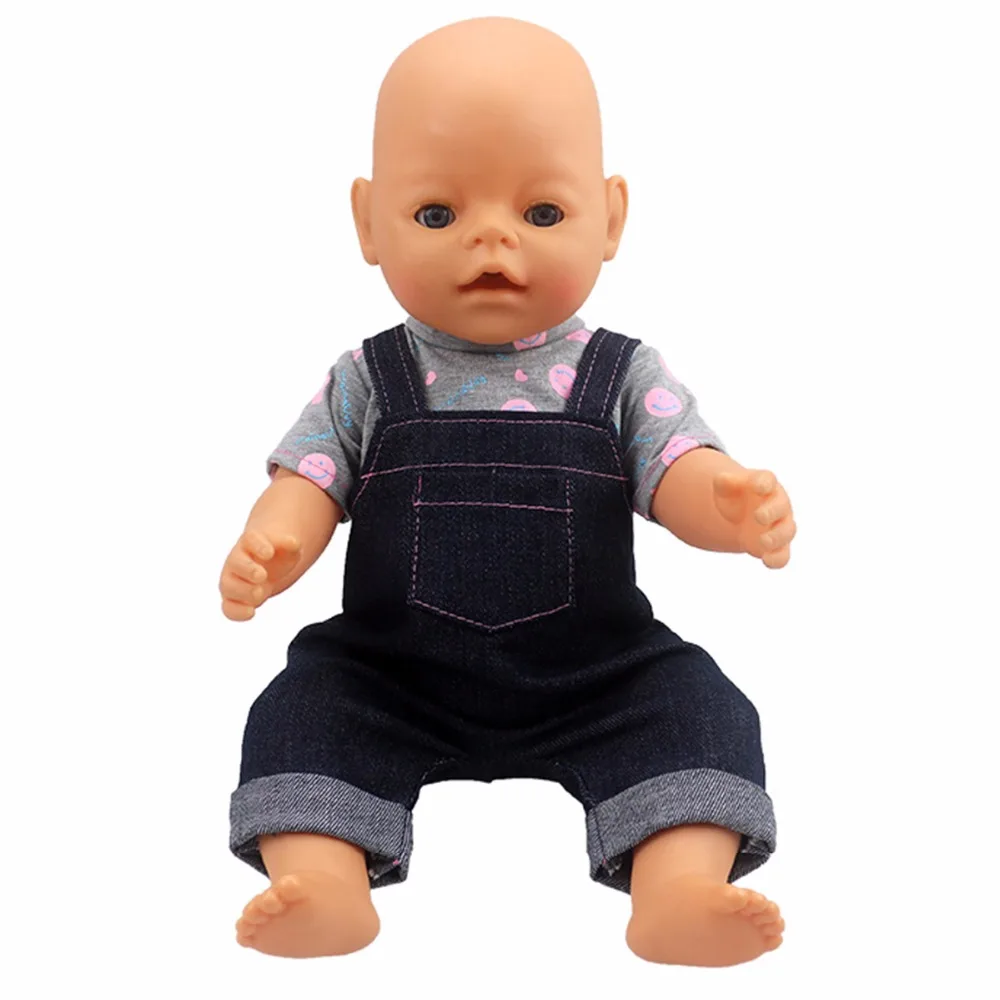 1pcs Kids Baby Boy Doll Clothes 18inch Straps Pants With Shirt Set For