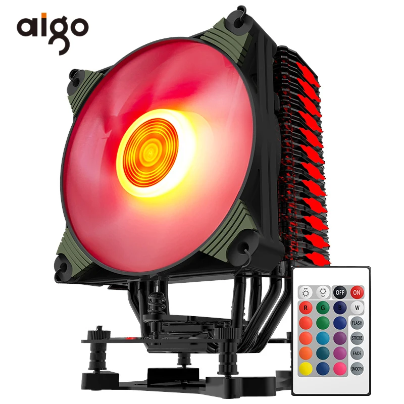 Aigo RGB Led CPU Cooler Radiator for Computer PC CPU Cooling Fan Silent Hydraulic Bearing Water Cooler Fan 12V Ventilador CPU
