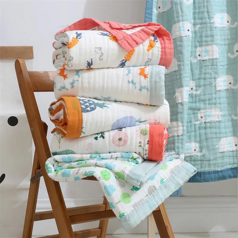 

4 and 6 layers bamboo cotton kids newborn baby blanket square muslin baby swaddle blanket soft infant sleeping receiving blanket