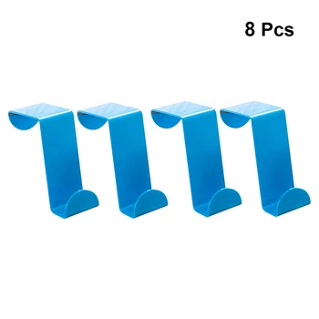 

8Pcs Stainless Steel Door Hook Multi-function Door Back Hooks Family Clothing Key Hanger (Blue)