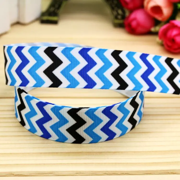 

7/8'' Free shipping chevron printed grosgrain ribbon hair bow headwear party decoration wholesale OEM 22mm H5176