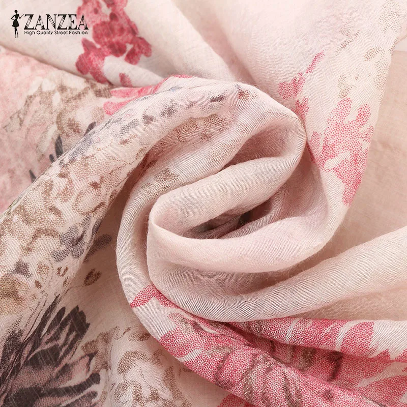 ZANZEA 2018 Women Blouses Casual Vintage Floral Printed Long Tops Fashion V Neck Button Linen Shirts Plus Size Blusas Femininas ZANZEA 2018 Women Blouses Casual Vintage Floral Printed Long Tops Fashion V Neck Button Linen Shirts Plus Size Blusas Femininas