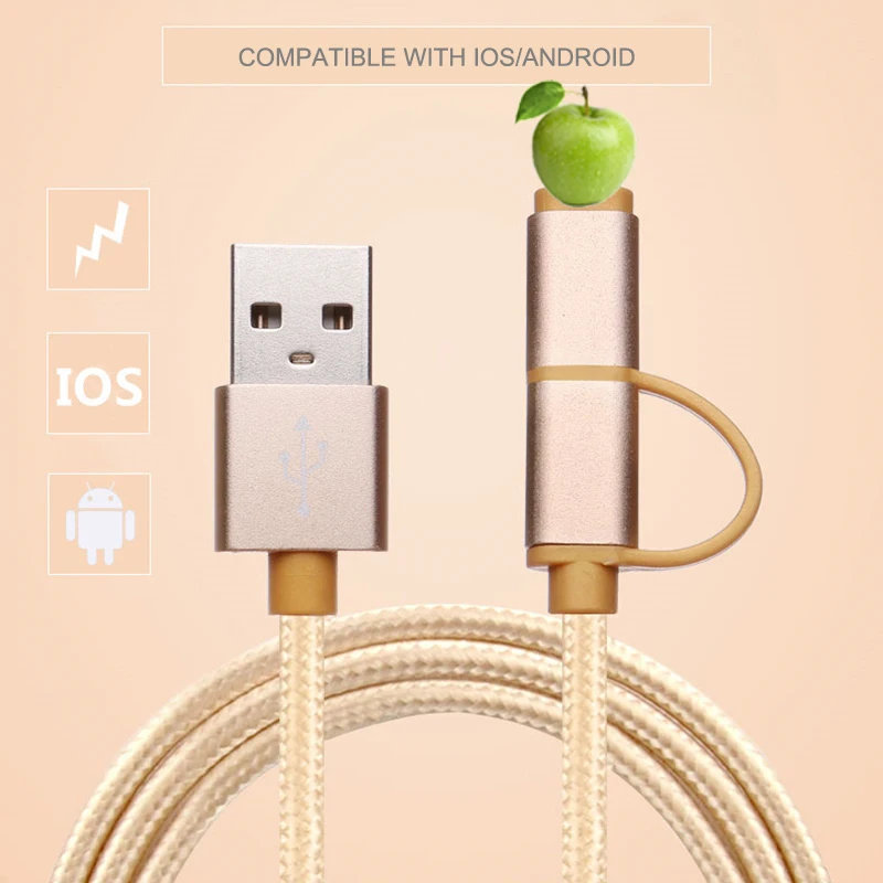 USB кабели конвертер 3 в 1 кабель 2.4A Быстрая зарядка для передачи данных xiaomi huawei iPhone