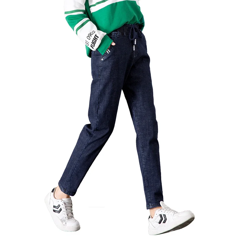 2018 Spring/Autumn Women's Jeans Loose Elasticity Waist Large Size Lady Harlan Pants Casual Thin Denim |
