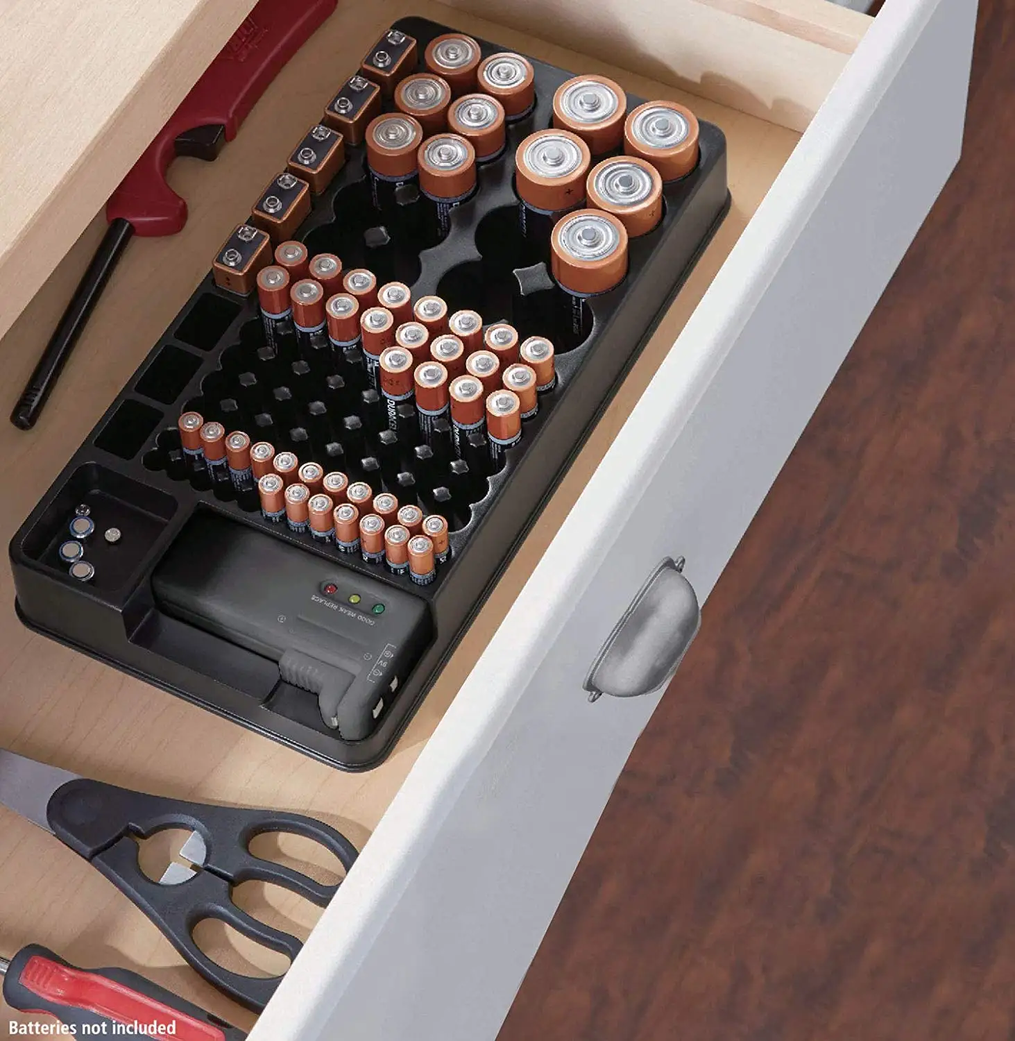 Держатель-органайзер для хранения батареи с тестером-Чехол-стойка для батареи, держатель коробки, в том числе проверка батареи для AAA, AA, C, D, 9 в