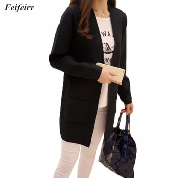 

Spring Autumn Knit Cardigan Women 2018 Korean version of the loose Long Fashion long sleeve Knit Sweater Coat Sueter Mujer