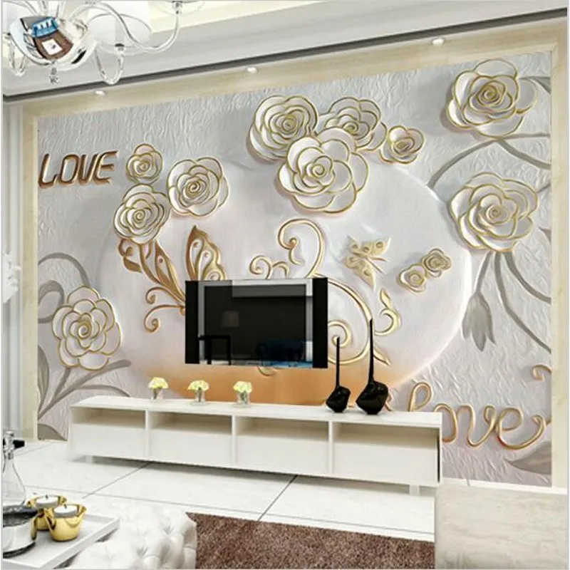 

beibehang Custom 3D Photo Wallpaper Stereo Embossed European Romantic Bedroom Background Wall paper Home Decor Papel de parede