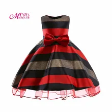 Платье принцессы для девочек Детские платья в полоску без рукавов для девочек, коллекция года, модная детская одежда Вечерние платья для девочек 3, 4, 5, 6, 7, 8, 9 лет