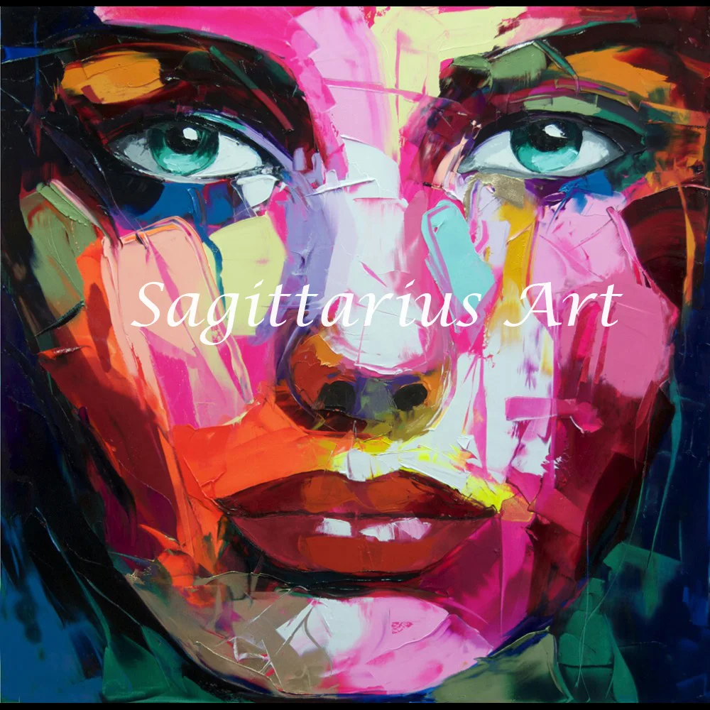 

Francoise Nielly Designers High quality Hand Painted Palette knife Abstract Cool Face Oil Painting Canvas Living Room Fine Art