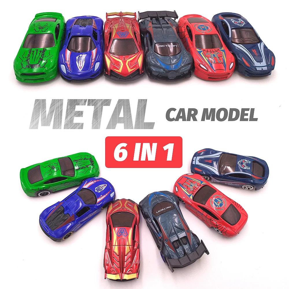 6in1 металла литая модель игрушечного автомобиля (6 шт) игрушечная машинка из сплава супер герой Стиль 1: 64 мини-гоночный автомобиль модель