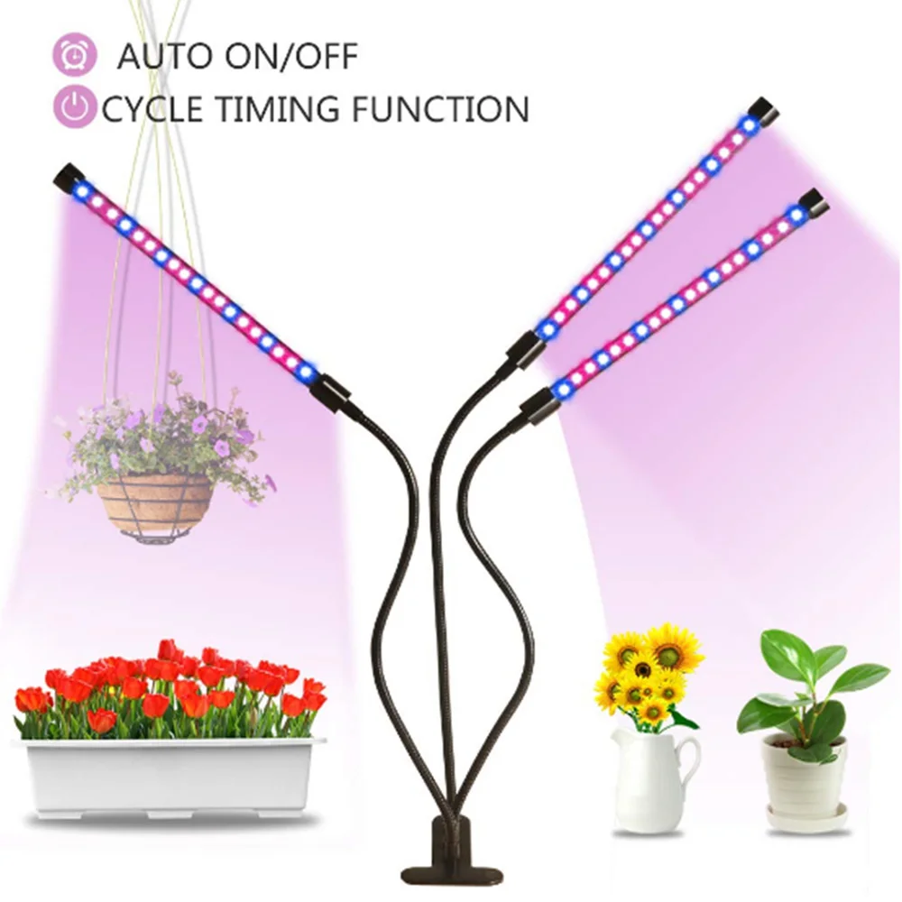 

Three-Heads LED Grow Light 360 Flexible 3 Time Modes Function Dimmable Full Spectrum LED Grow Lamp USB Plug for Desktop Plants