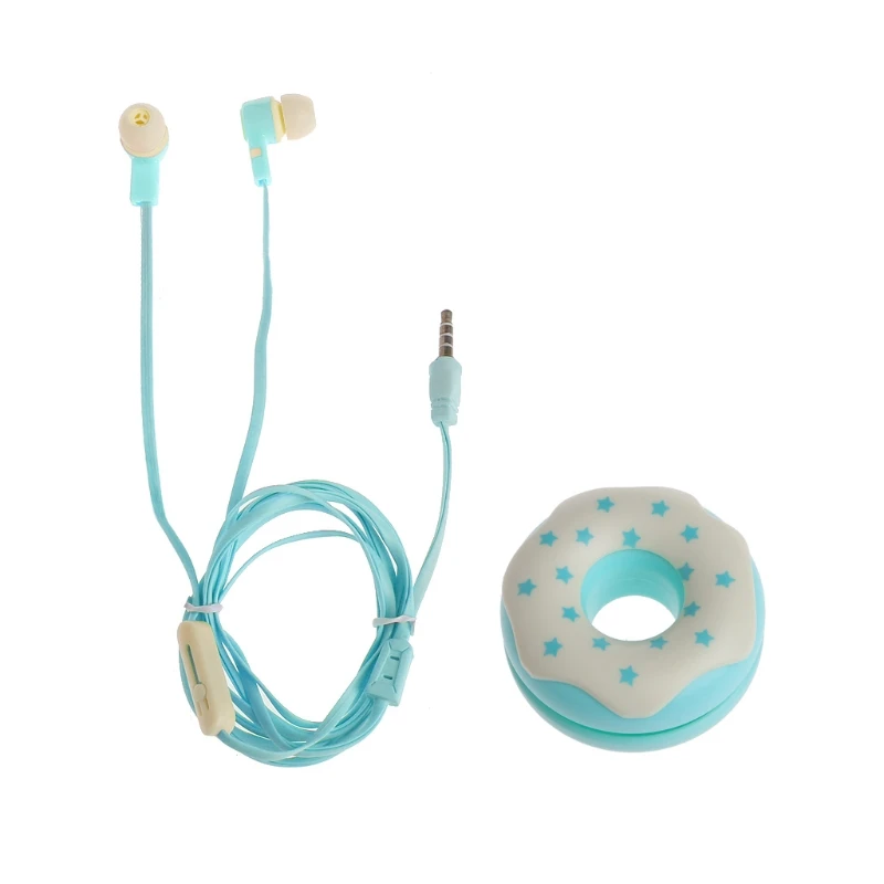 

New Macarons Donut Cartoon Earphone Q17 Portable Earplug with mic Earphone Case for iPhone Xiaomi Girls Kid MP3 Gifts