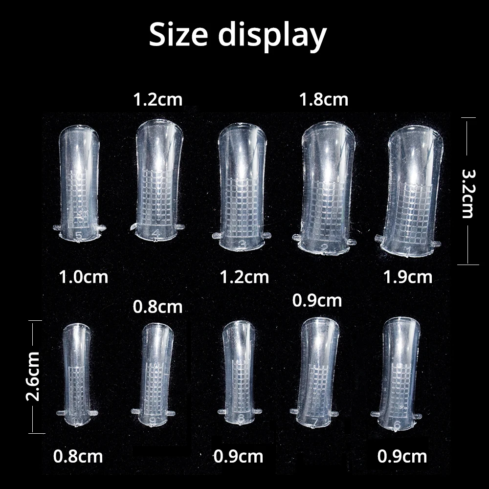 Yayoge Форма для ногтей, накладные ногти, 100 шт., 10 размеров, инструменты для ногтей, полигелевый лак для наращивания, французский маникюр, многоразовый акриловый набор для ногтей