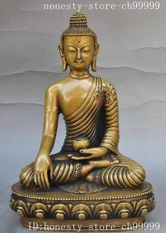 

christmas Tibet Buddhism Bronze Seat Lotus Shakyamuni Amitabha Buddha Bowl Statue halloween