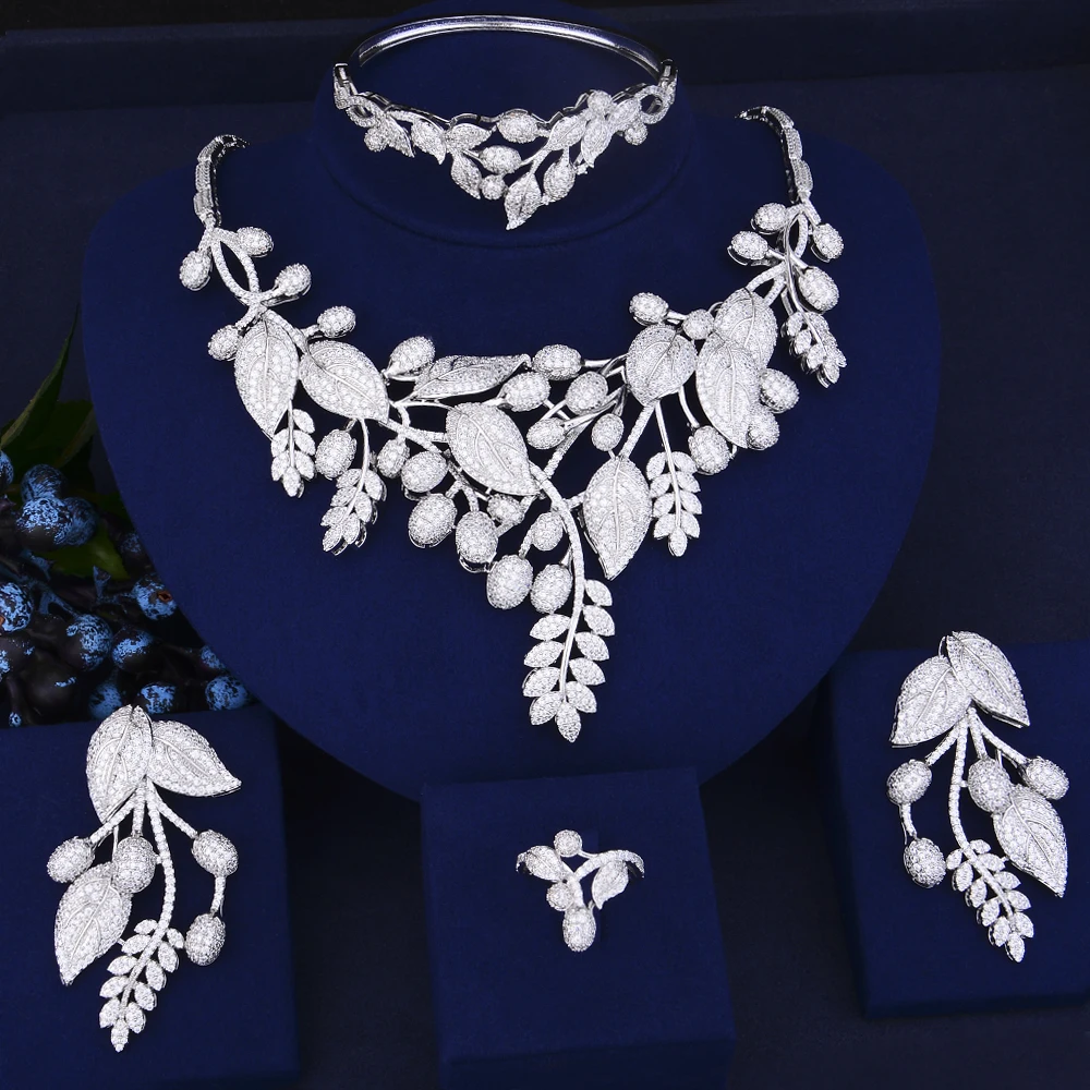 GODKI Unique Luxury Leaf Flower African Cubic Zircon CZ Nigerian Jewelry sets For Women Wedding Indian Beads Bridal Jewelry Sets