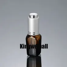 300 шт./лот, емкость 15 мл, стеклянный пресс для глаз, флакон для эфирного масла, коричневый с серебром, TFA01