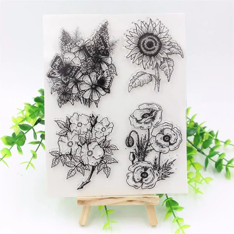 

Flower Transparent Clear Silicone Stamps for DIY Scrapbooking Planner/Card Making/Kids Crafts Fun Decoration Supplies
