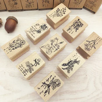 

1 pcs vintage plant flower wood stamp DIY craft wooden rubber stamps for scrapbooking stationery scrapbooking standard stamp
