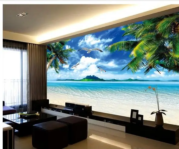 

3d photo wallpaper custom 3d wall murals wallpaper Mediterranean mural Hd Hawaiian beach TV setting wall room wallpaper decor