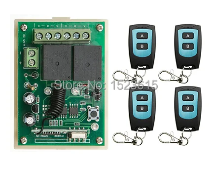 

DC12V 2CH 10A RF Wireless Remote Control Switch System teleswitch 4 transmitter & 1 receiver relay Receiver Smart Home Switch