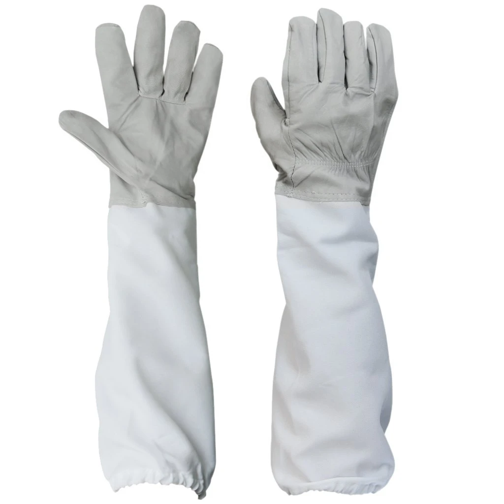 PHFU 1 пара перчаток с защитными рукавами вентилируемые профессиональные анти пчелы для пчеловода-серый и белый