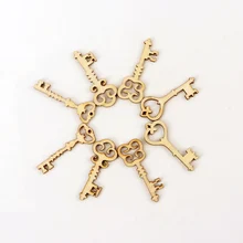 Натуральное дерево Цвет ключ с узором "под дерево" Скрапбукинг коллекция Искусство ремесло для аксессуар ручной работы Вышивание домашний 16x36 мм(20 штук MZ145-FD