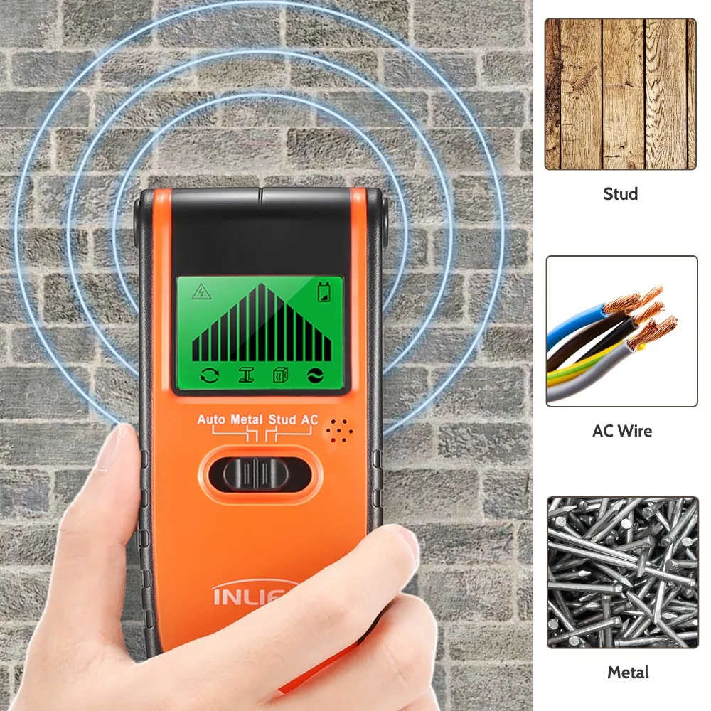 3 in 1 Stud Finder Wood Metal Detector AC Live Wire Wall Scanner Automatic Calibration Electric