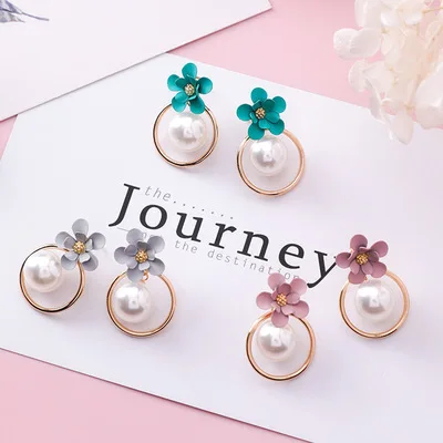 Korean 2018 Fashion Sweet Flower Geometric Circle Pearl Pendientes Earrings for Women Party Jewelry Gift | Украшения и аксессуары
