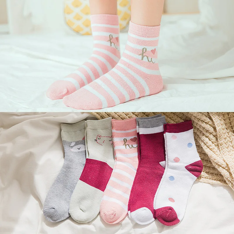 

Solid Color Striped Cartoon Female Middle Tube Socks New Fashion Wild Ladies Socks Sox Cotton Breathable Comfortable Women Socks