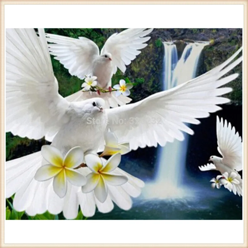 

Diy Diamond Painting Cross Stitch Diamond Embroidery fly Dove Waterfall Crystal round Diamond Mosaic Pictures Needlework