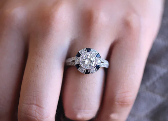 

2018 HOT SELL 100% Genuine 925 Sterling Silver Forever Clear AAA Blue CZ Circle Round Finger Rings for Women Jewelry