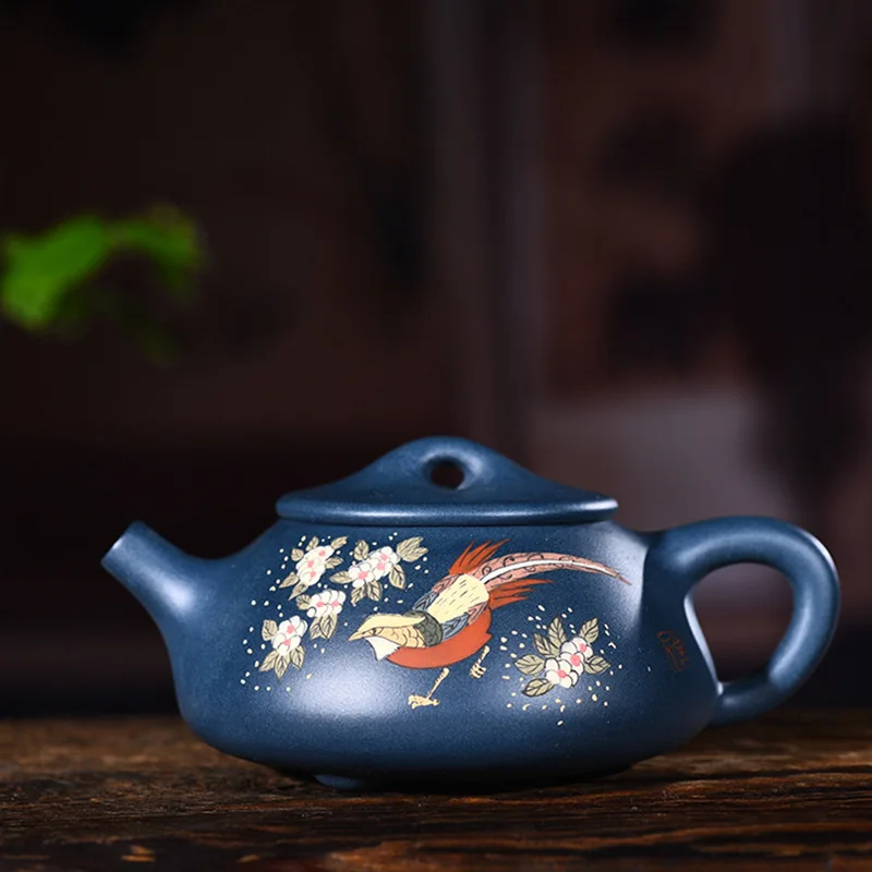 Yixing Purple Sand Bottle Genuine Famous Artists Hand-made Ore Mud Painting Stone Pot Kungfu Teapot Tea Set | Дом и сад