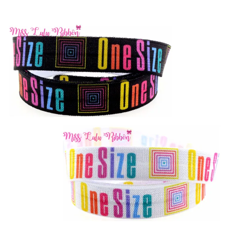 

5/8"16mm rainbow logo letter One Size printed fold over elastic ribbon DIY handmade hair bows party decoration webbing 50 yards