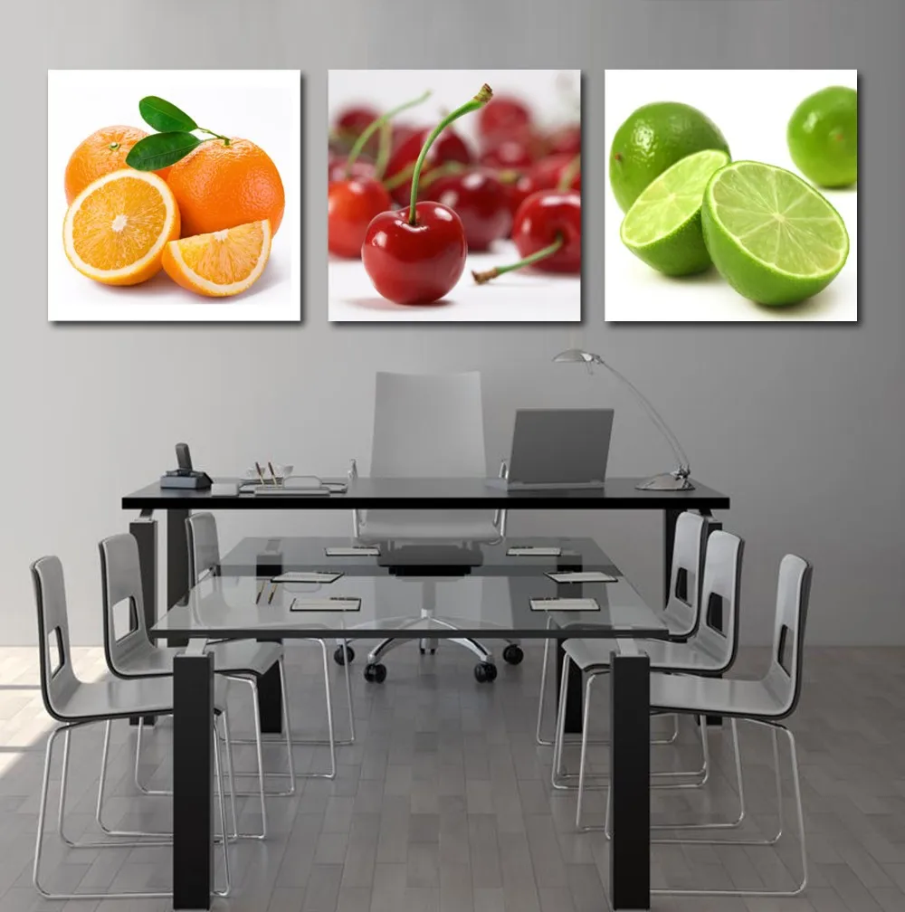 Clstrose 3 Pieces Red Apple Modern Wall Pictures Decorate Living