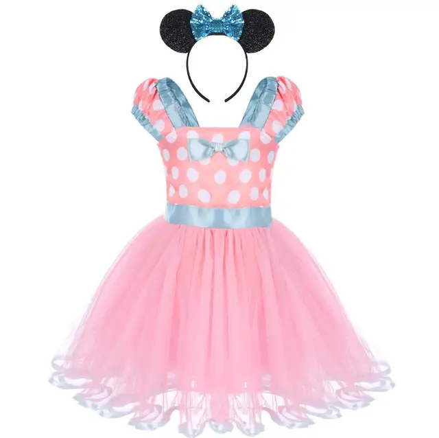 Cute Minnie Mouse Dress 2pcs Baby Kid Girls Clothes Set Polka Dots