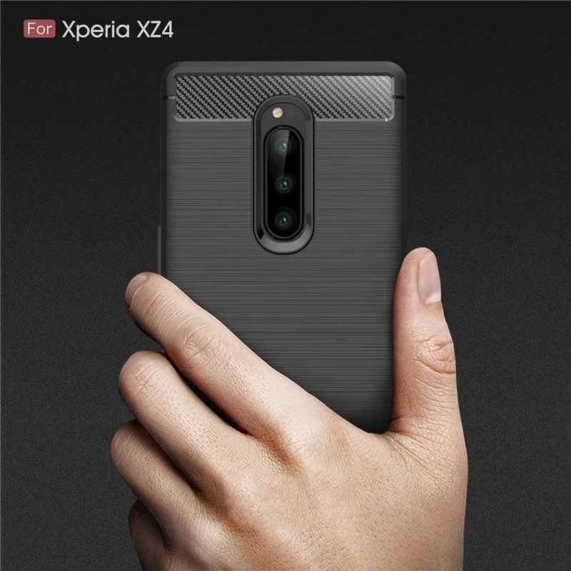 Противоударный чехол для Sony Xperia 1 10 Plus XZ1 XZ2 Compact XA1 XA2 Ultra XZ3 L2 L1 из углеродного