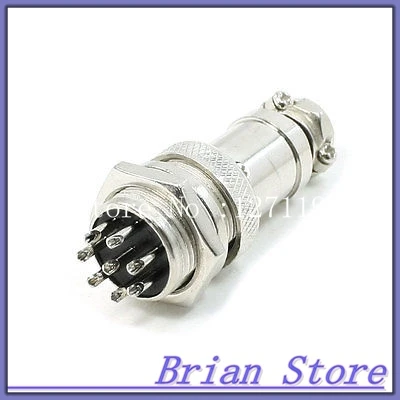 

16mm Dia Hole Mounting Screw 8 Pin Metal Aviation Socket Connector Plug